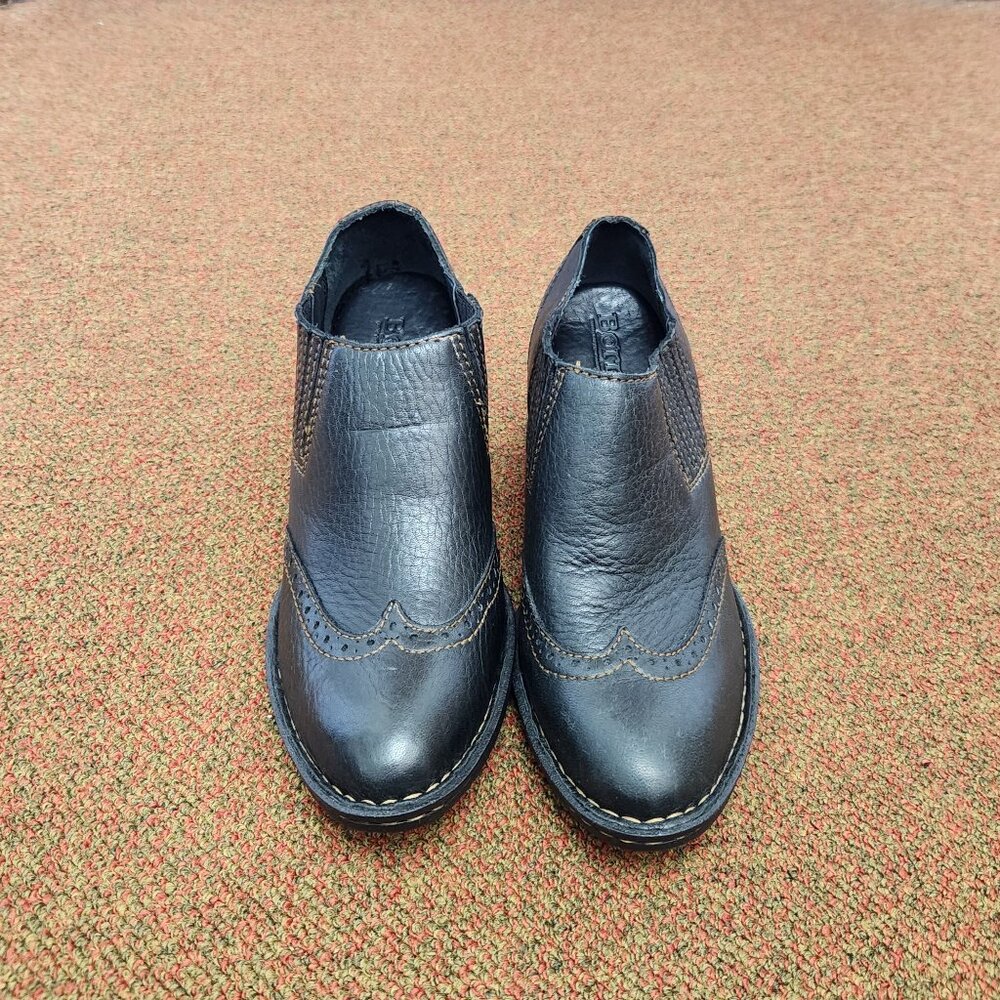 Born Leather Slip on Heeled Booties